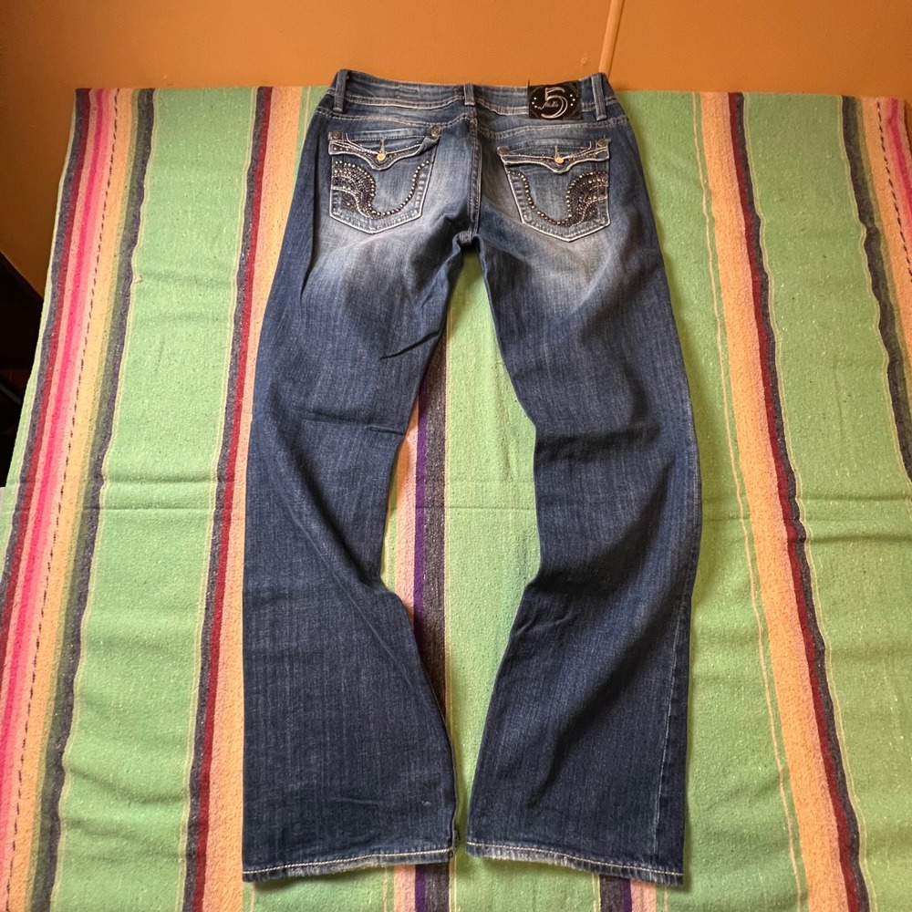 Studio 5 Bootcut Jeans Womens 30 Blue Rhinestone Studded Embellished Western Y2K